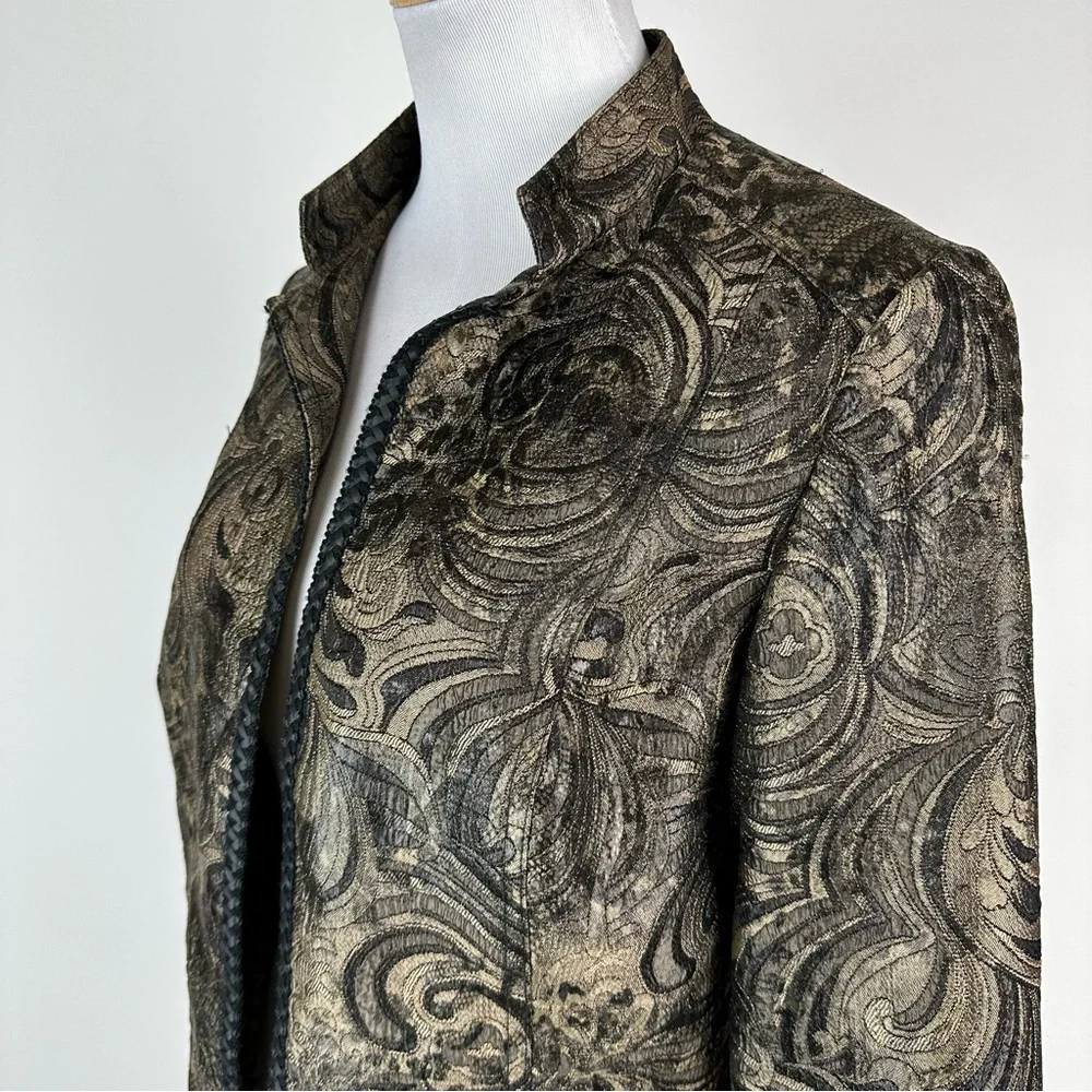 Chico’s Brocade Braided Trim Jacket Size Small